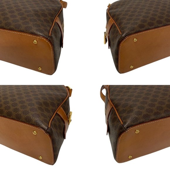 CELINE Macadam Blason Pattern Leather Handbag Boston Bag Brown 126-9 - Picture 8 of 10